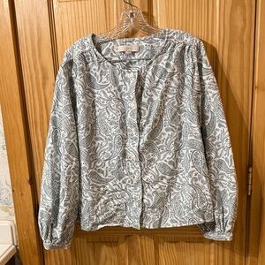 Loft Paisley Print Women's Top - Gray/Green